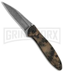 Kershaw Leek Digital Brown Assisted Knife - Black SW Plain