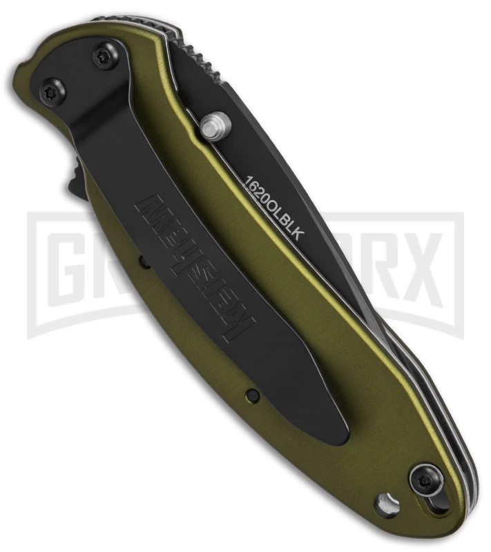 Kershaw Scallion Olive Assisted Opening Knife - Black Plain - Image 3