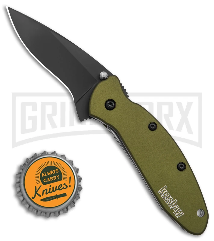Kershaw Scallion Olive Assisted Opening Knife - Black Plain - Image 4