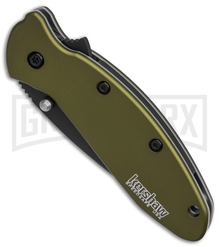 Kershaw Scallion Olive Assisted Opening Knife - Black Plain - Image 2