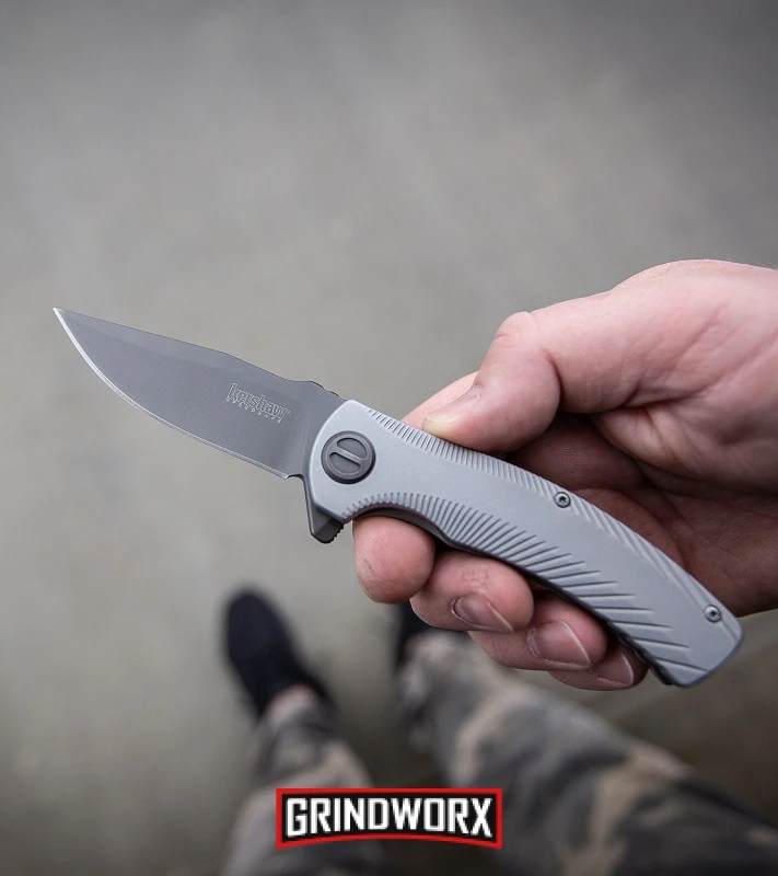 Kershaw Seguin Assisted Opening Frame Lock Knife Textured Gray Steel - Gray PVD - Image 5