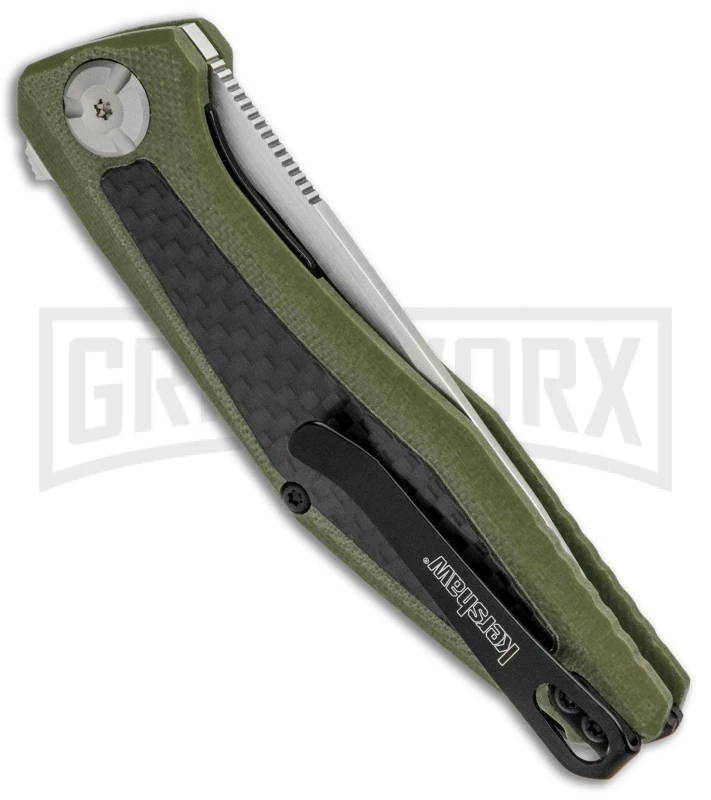 Kershaw Sinkevich Atmos OD Green G-10/CF Liner Lock Knife - Satin Plain - Image 3