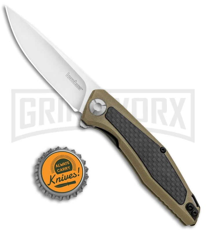 Kershaw Sinkevich Atmos Liner Lock Knife Tan G-10/Carbon Fiber - Satin - Image 4