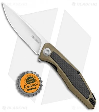 Kershaw Sinkevich Atmos Liner Lock Knife Tan G-10/Carbon Fiber (3" Satin) - Image 4