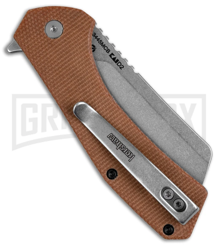 Kershaw Static Cleaver Brown Micarta Liner Lock Knife SW D2 - Image 2