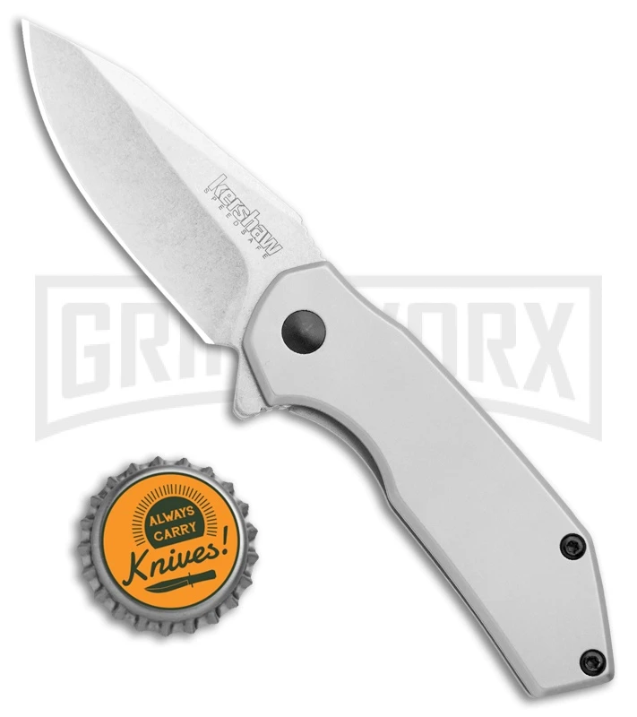 Kershaw Valve Frame Lock Knife Bead Blast Stainless Steel - Stonewash - Image 4
