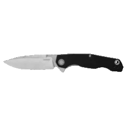 Kershaw Inception Folding Knife Black G10 Handle D2 Clip Point Plain Edge Stonewash Finish KS2031