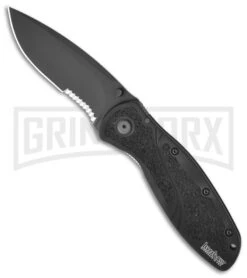 Kershaw Blur Black Assisted Opening Knife - Black Serr