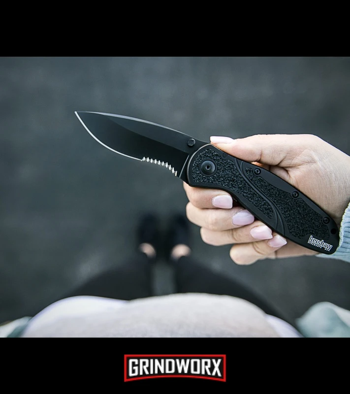 Kershaw Blur Black Assisted Opening Knife - Black Serr - Image 3