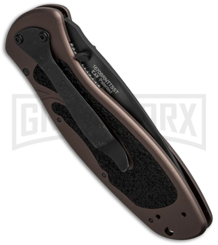 Kershaw Blur Brown Assisted Opening Knife - Tanto Tiger Stripe Serr - Image 3