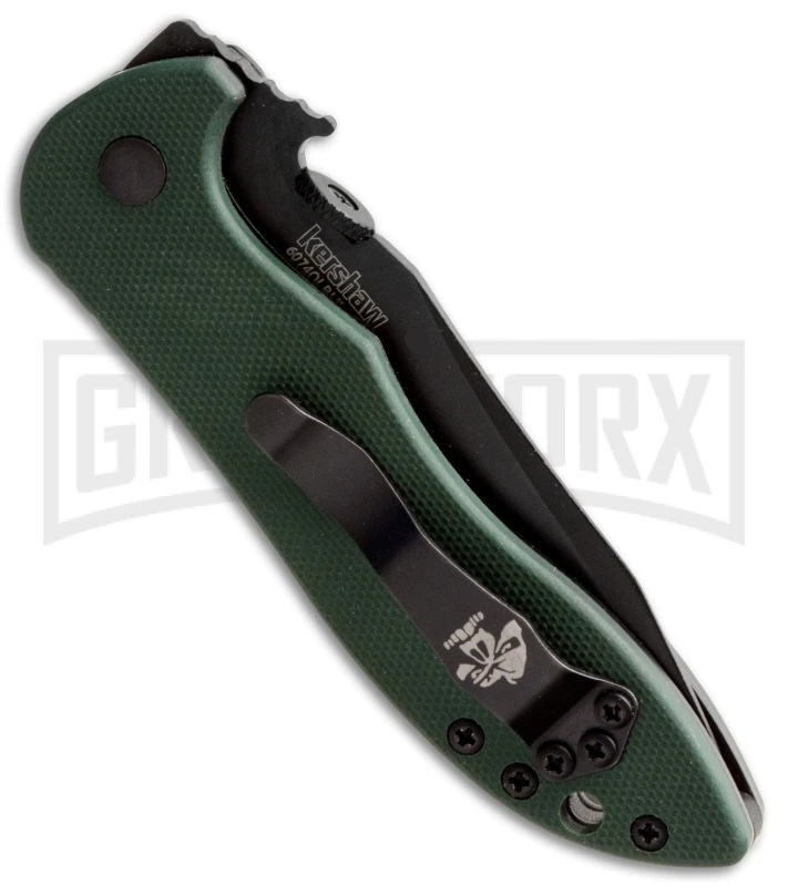 Kershaw Emerson CQC-5K Green G-10 Liner Lock Knife - Black Plain - Image 2
