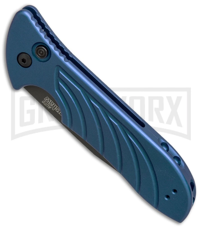 Kershaw Emerson Launch 5 Blue Automatic Knife - Black Plain - Image 3