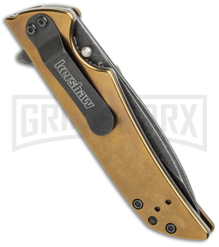 Kershaw Skyline Flytanium Bronze Titanium Folding Knife - Blackwash Plain - Image 3