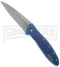 Kershaw Leek Blue Assisted Opening Knife - Stonewash Plain