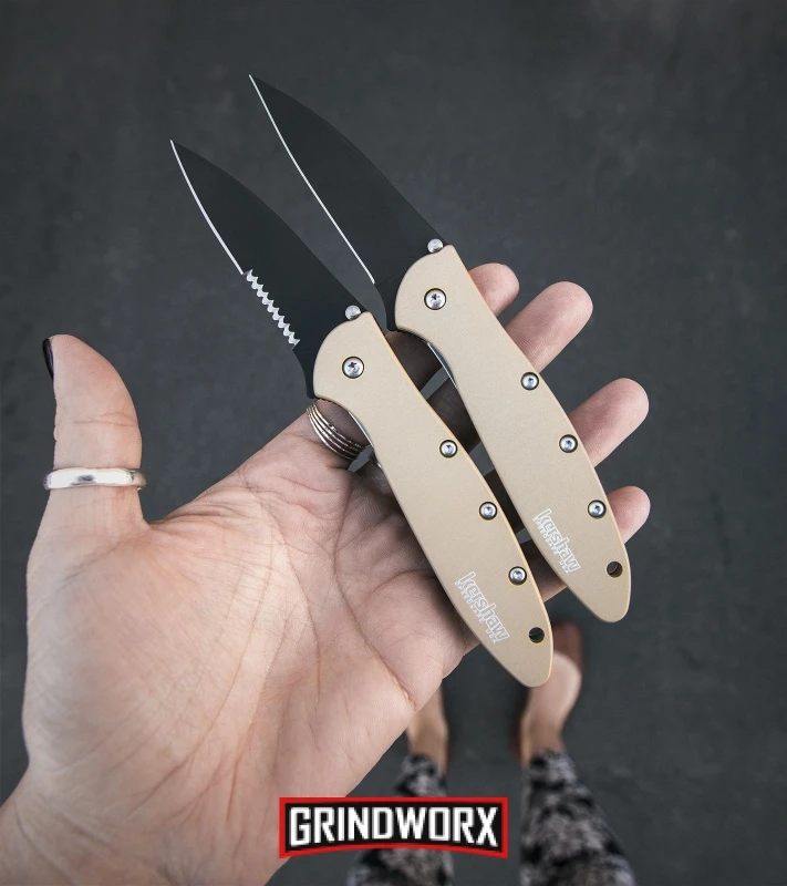 Kershaw Leek Desert Sand Assisted Opening Knife - Bead Blast Plain - Image 4