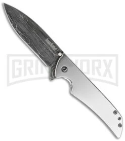 Kershaw Skyline Flytanium Polished Titanium Folding Knife - Damascus Plain
