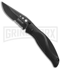 Kershaw Whirlwind Black Assisted Opening Knife - Black Serr